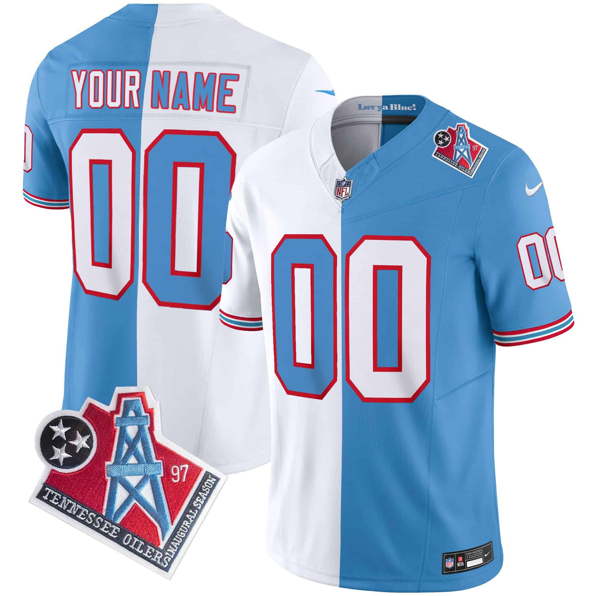 Men Tennessee Titans Light Blue with white 1997 Throwback 2024 Nike Limited Vapor Custom NFL Jersey